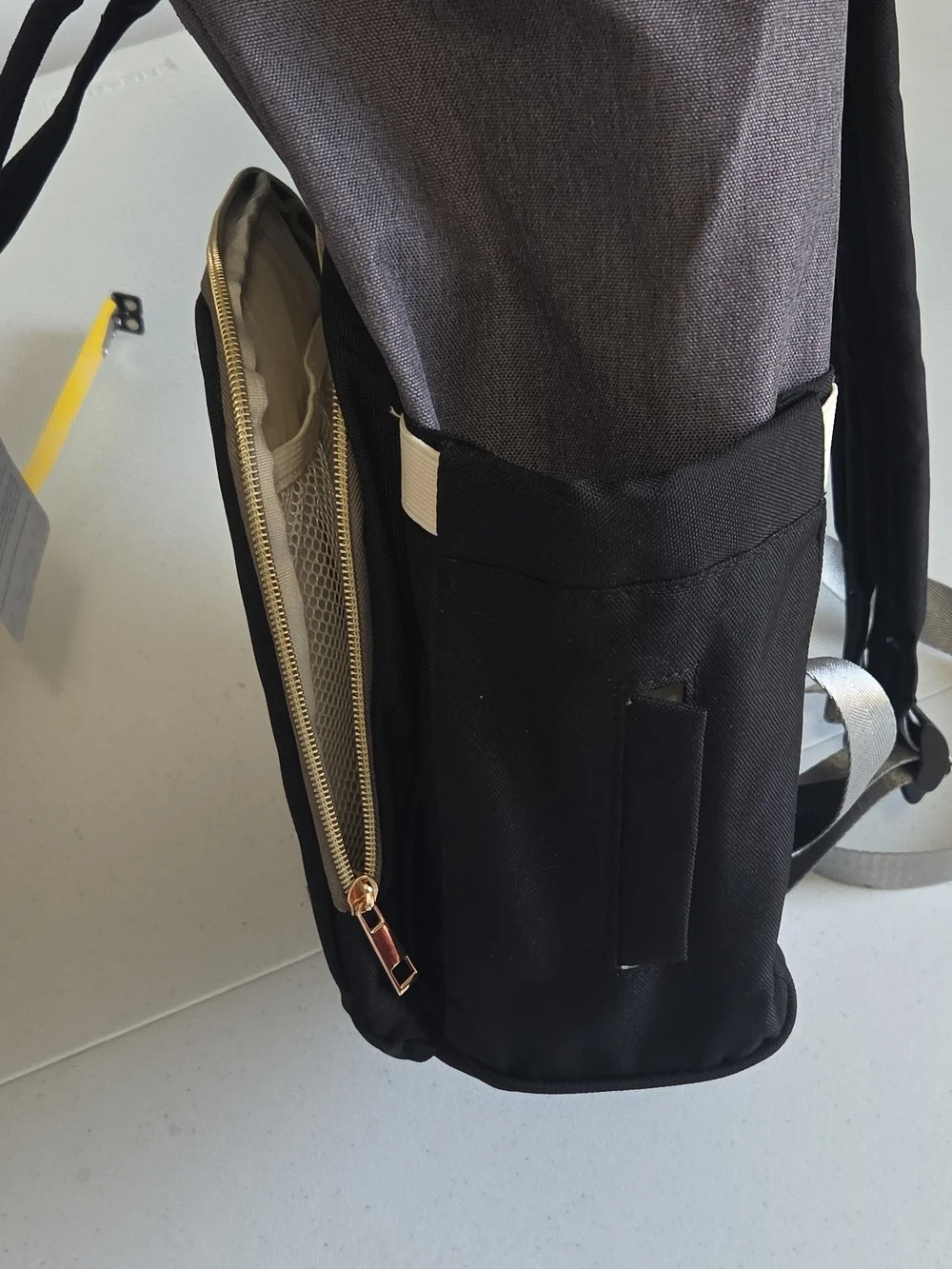 LAND Mommy & Baby Bag Chic Minimalist Black & Gray Diaper Backpack